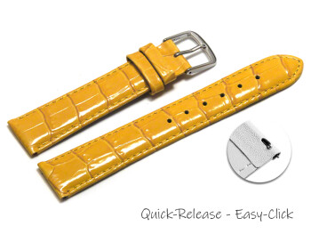 Schnellwechsel Uhrenarmband - echt Leder - Kroko Prägung - gelb - 18mm Schwarz