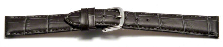 Schnellwechsel Uhrenarmband - echt Leder - Kroko Prägung - dunkelgrau - 14mm Schwarz