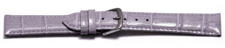 Schnellwechsel Uhrenarmband - echt Leder - Kroko Prägung - Flieder - 22mm Schwarz