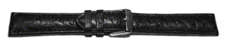 Schnellwechsel Uhrenarmband echt Strauss schwarz 24mm Schwarz