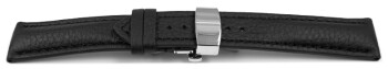 Uhrenband Butterfly-Schließe Hirschleder schwarz stark gepolstert sehr weich 24mm Stahl