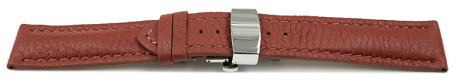 Uhrenband Butterfly-Schließe Hirschleder braun stark gepolstert sehr weich 20mm Stahl