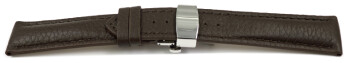 Uhrenband Butterfly-Schließe Hirschleder dunkelbraun stark gepolstert sehr weich 20mm Stahl