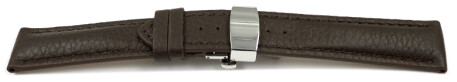 Uhrenband Butterfly-Schließe Hirschleder dunkelbraun stark gepolstert sehr weich 24mm Stahl