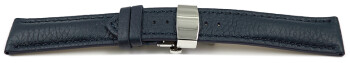 Uhrenband Butterfly-Schließe Hirschleder dunkelblau stark gepolstert sehr weich 22mm Stahl