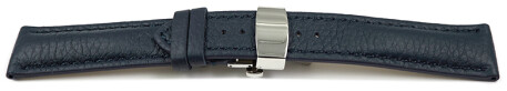 Uhrenband Butterfly-Schließe Hirschleder dunkelblau stark gepolstert sehr weich 22mm Schwarz