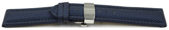 Uhrenarmband mit Butterfly-Schließe HighTech Textiloptik blau 24mm Stahl