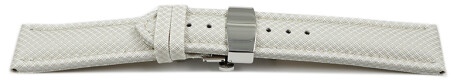 Uhrenarmband mit Butterfly-Schließe HighTech Textiloptik weiß 24mm Schwarz
