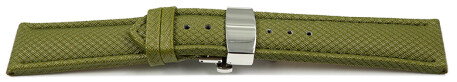 Uhrenarmband mit Butterfly-Schließe HighTech Textiloptik grün 24mm Gold
