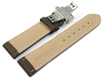 Uhrenarmband mit Butterfly-Schließe HighTech Textiloptik braun 24mm Stahl