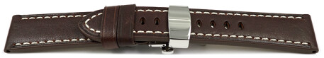 Uhrenarmband Leder mit Butterfly-Schließe braun Miami 26mm Stahl