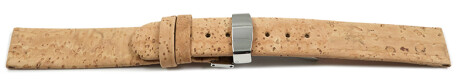 Veganes Schnellwechsel Uhrenarmband Kippfaltschließe aus Kork natur 14mm Stahl