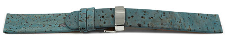 Veganes Schnellwechsel Uhrenarmband Kippfaltschließe aus Kork Pavone 22mm Stahl