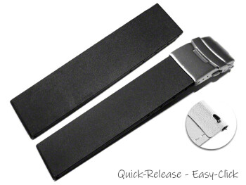 Schnellwechsel Uhrenband Faltschließe Silikon Glatt schwarz 18mm