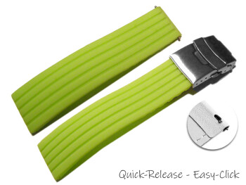 Schnellwechsel Uhrenband Faltschließe Silikon Stripes grün 20mm