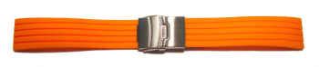 Schnellwechsel Uhrenband Faltschließe Silikon Stripes orange 22mm