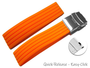 Schnellwechsel Uhrenband Faltschließe Silikon Stripes orange 22mm