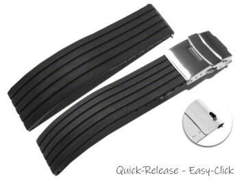 Schnellwechsel Uhrenband Faltschließe Silikon Stripes schwarz 18mm