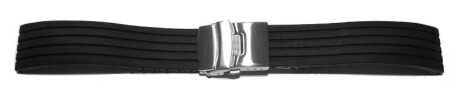 Schnellwechsel Uhrenband Faltschließe Silikon Stripes schwarz 24mm