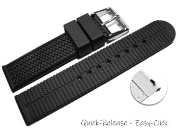 Schnellwechsel Uhrenarmband Silikon Struktur schwarz 22mm Stahl