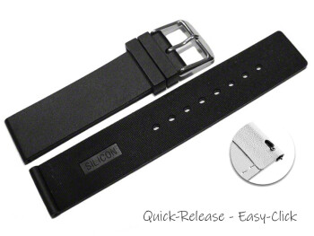 Schnellwechsel Uhrenband Silikon Glatt schwarz 14mm Stahl