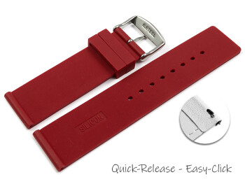 Schnellwechsel Uhrenband Silikon Glatt rot 20mm Stahl