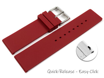 Schnellwechsel Uhrenband Silikon Glatt rot 22mm Schwarz