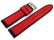 Uhrenarmband Silikon-Leder Hybrid  rot-schwarz 22mm Stahl