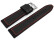 Uhrenarmband Silikon-Leder Hybrid  schwarz mit roter Naht 20mm Stahl