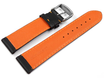 Uhrenarmband Leder gelocht Two-Colors schwarz-orange 18mm Stahl