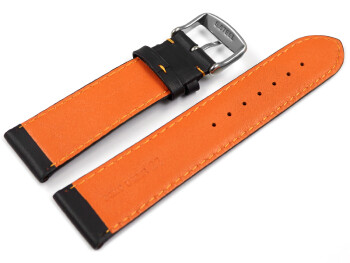 Uhrenarmband Leder gelocht Two-Colors schwarz-orange 22mm Gold