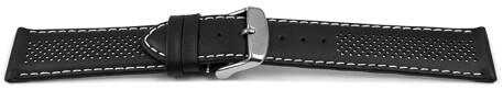 Uhrenarmband Leder gelocht Two-Colors schwarz-weiß 22mm Schwarz