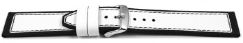 Schnellwechsel Uhrenarmband Silikon-Leder Hybrid  weiß-schwarz 18mm Schwarz