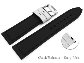 Schnellwechsel Uhrenarmband Silikon-Leder Hybrid  weiß-schwarz 18mm Schwarz