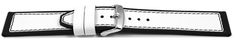 Schnellwechsel Uhrenarmband Silikon-Leder Hybrid  weiß-schwarz 20mm Schwarz