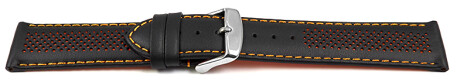 Schnellwechsel Uhrenarmband Leder gelocht Two-Colors schwarz-orange 18mm Stahl