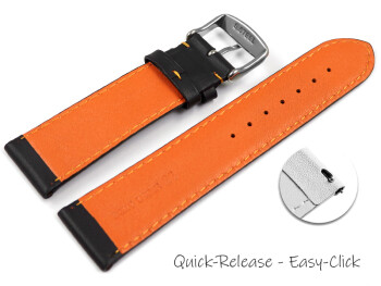 Schnellwechsel Uhrenarmband Leder gelocht Two-Colors schwarz-orange 22mm Stahl