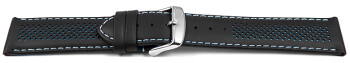 Schnellwechsel Uhrenarmband Leder gelocht Two-Colors schwarz-hellblau 18mm Schwarz