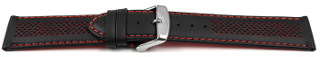 Schnellwechsel Uhrenarmband Leder gelocht Two-Colors schwarz-rot 18mm Schwarz