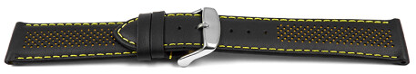 Schnellwechsel Uhrenarmband Leder gelocht Two-Colors schwarz-gelb 18mm Stahl