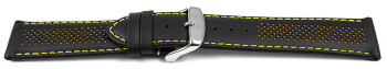 Schnellwechsel Uhrenarmband Leder gelocht Two-Colors schwarz-gelb 22mm Schwarz