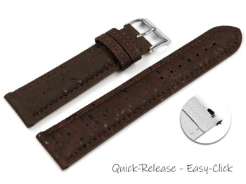 Veganes Schnellwechsel Uhrenband leicht gepolstert Kork dunkelbraun 14mm Stahl