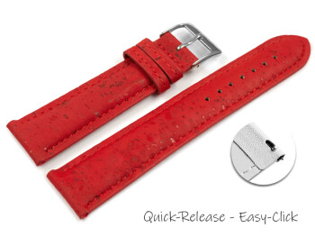 Veganes Schnellwechsel Uhrenband leicht gepolstert Kork rot 16mm Stahl