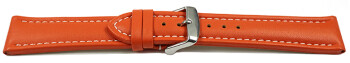 Uhrenarmband echt Leder glatt orange wN 22mm Stahl