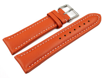 Uhrenarmband echt Leder glatt orange wN 22mm Schwarz