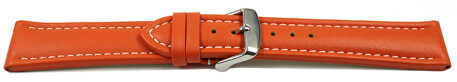 Uhrenarmband echt Leder glatt orange wN 24mm Stahl