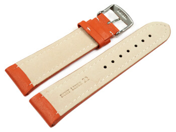 Uhrenarmband echt Leder glatt orange wN 24mm Stahl