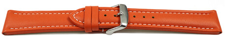 Uhrenarmband echt Leder glatt orange wN 28mm Stahl