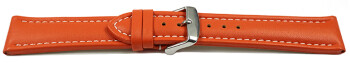 Uhrenarmband echt Leder glatt orange wN 28mm Schwarz