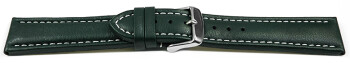 Uhrenarmband echt Leder glatt dunkelgrün wN 24mm Stahl